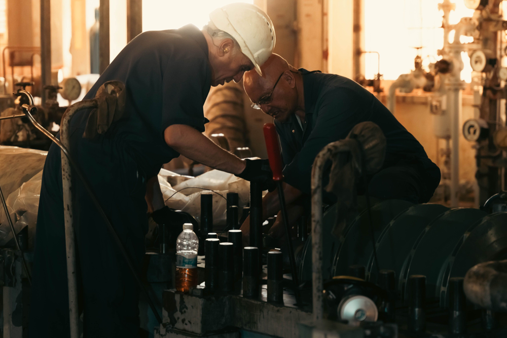 Industrial maintenance work in a plant environment